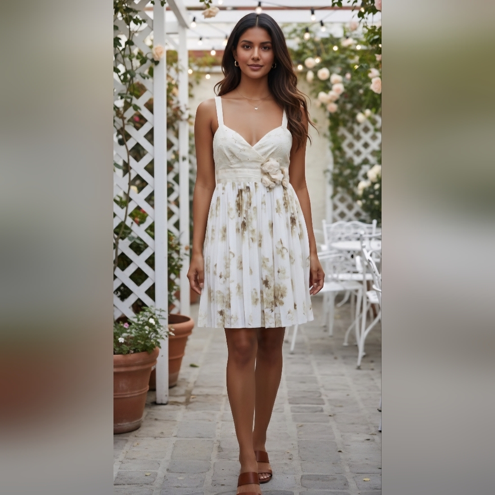 $168 MEDIUM Anthropologie floral spaghetti strap sleeveless wedding dress
